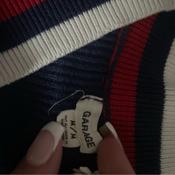 Navy Sweater with Red and White Trim - Picture 2 of 3